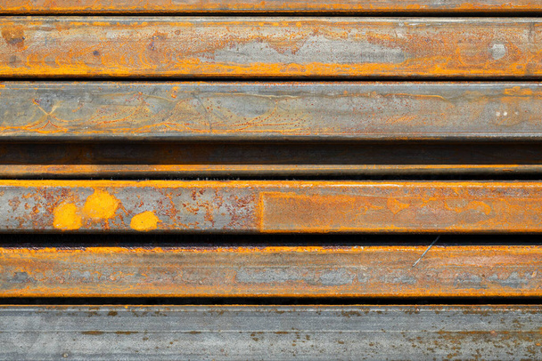 A pile of metal profile pipes close-up, metal - Valokuva, kuva