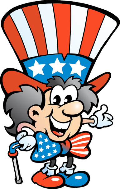 Handgetekende vectorillustratie van een oude gelukkig Uncle Sam - Vector, afbeelding