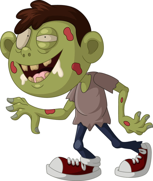 Illustrazione vettoriale di spaventoso zombie cartone animato su sfondo bianco - Vettoriali, immagini