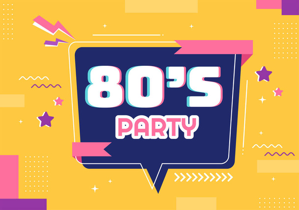 80s Party Cartoon Background Illustration with Retro Music, 1980 Radio Cassette Player and Disco in Old Style Design - Vektor, kép