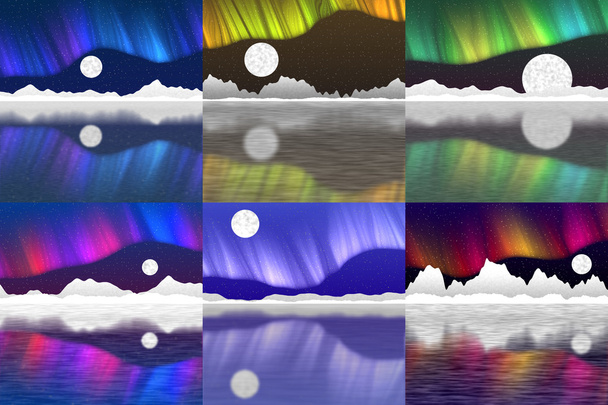 Set of arctic pole landscape generated background - Photo, Image