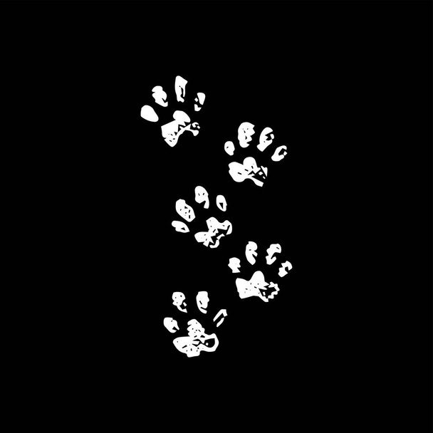 Animal Tracks Black Dotwork. Vector Illustration of Hand Drawn Objects. - Vetor, Imagem