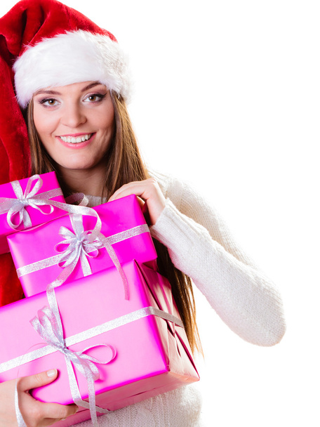 Woman holding gift boxes - Foto, imagen