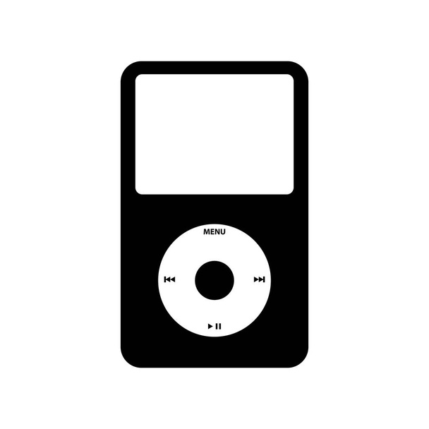 Portable Music Player Silhouette. Black and White Icon Design Element on Isolated White Background - Вектор, зображення
