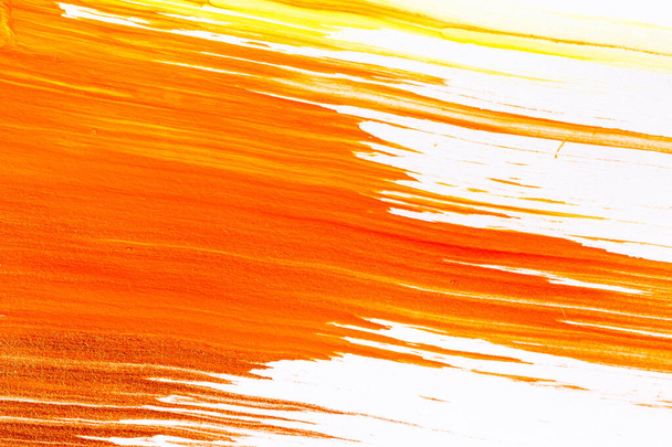 acrylic orange red yellow brown paint texture background hand made brush on paper - Fotoğraf, Görsel