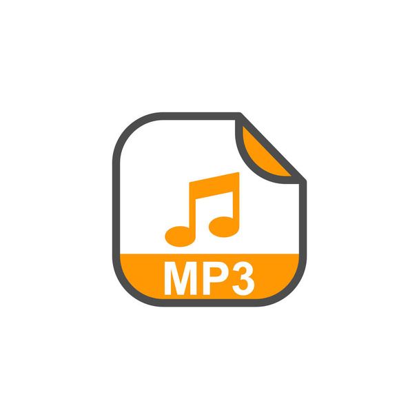 Přípona souboru MP3, zaoblená čtvercová ikona se symbolem - ilustrace vektoru ikony přípony formátu. - Vektor, obrázek