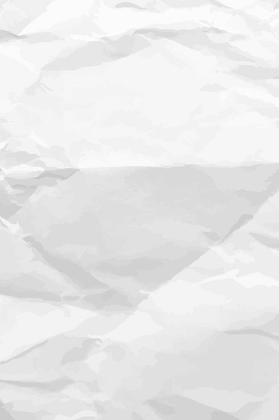 Weißer magerer zerknitterter Papierhintergrund. Vertikal zerknüllte leere Papiervorlage für Poster und Banner - Vektor, Bild
