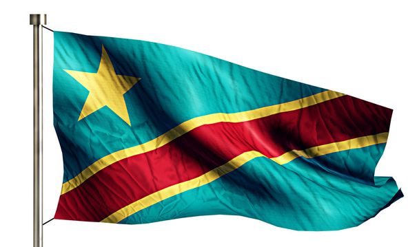 Demokratische Republik Kongo Nationalflagge isoliert 3d weißer Hintergrund - Foto, Bild