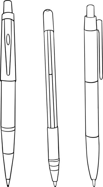 Pens. Vector illustration about back to school. Coloring page with school supplies. Vector illustration - Vetor, Imagem