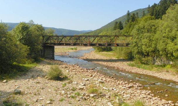 Ukraine, Carpathians, railway bridge across the Svicha River - Fotó, kép