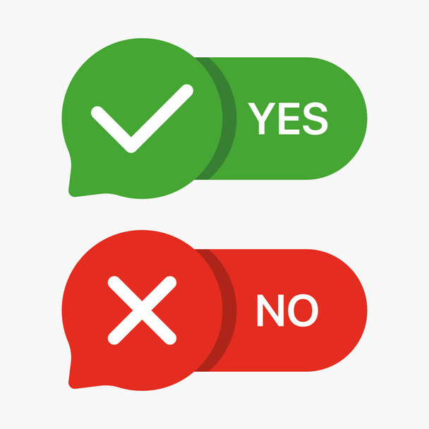 Yes and No answer options. Vector illustration. Questionnaire, poll, survey, checkmark, cross, slider, switch, test, setting, confirmation, rejection. Technology concept. Vector line icon for Business - ベクター画像