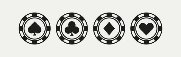 Card suits. Vector illustration. Spades, hearts, diamonds, clubs, gamble, game of chance, play, bet, deck, casino. Gambling concept. Vector line icon for Business and Advertising. - Vecteur, image