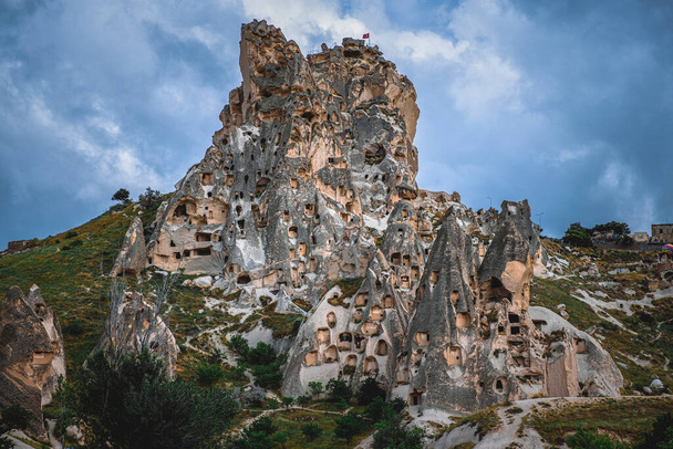 view of uchisar castle in cappadocia.  - Фото, изображение