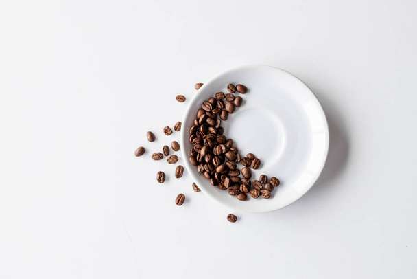 coffee bean on white table background. top view. space for text - Photo, image