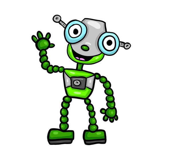 Digital illustration of a happy robot - Zdjęcie, obraz