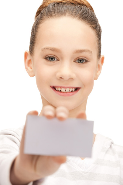 Teenage girl with business card - Foto, imagen