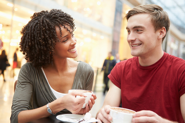 Couple Meeting On Date In Cafe - Photo, Image