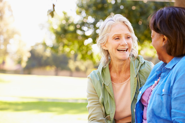 Two Senior Women Talking Outdoors Together - Fotografie, Obrázek
