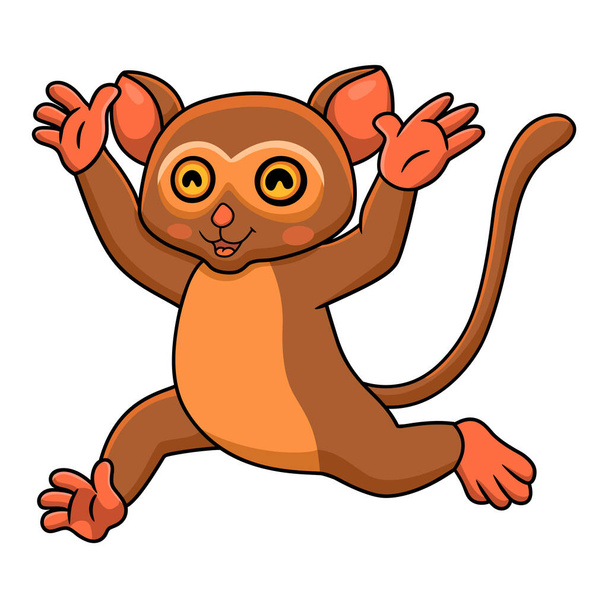 Vector illustration of Cute little tarsier cartoon running - Vector, Imagen