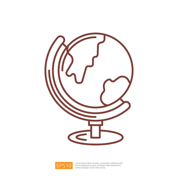 School Globe. Stationery Line Icon - Vector, Imagen