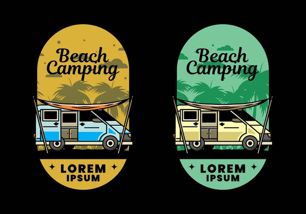 Illustration design of a camper van and flysheet - Vecteur, image