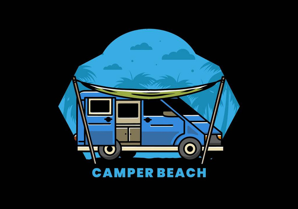 Illustration design of a camper van and flysheet - Vektor, obrázek