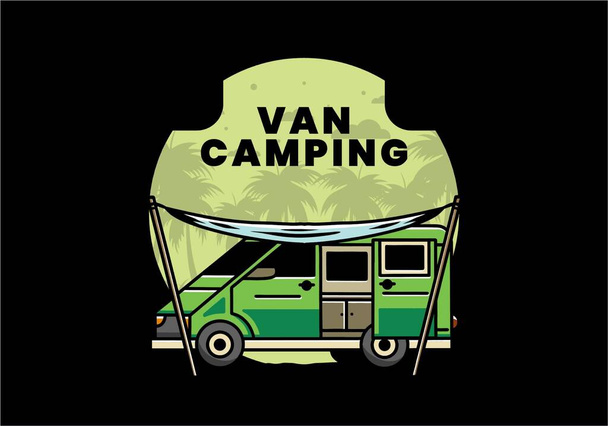Illustration design of a camper van and flysheet - Vektor, obrázek