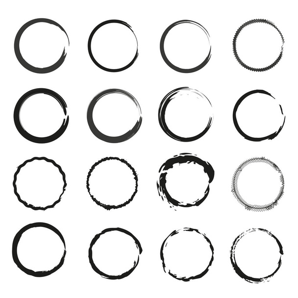 brush circles on white background. Round frame set. Vector illustration. stock image. EPS 10. - Vetor, Imagem