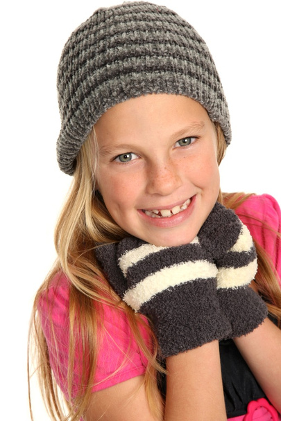 Smiling Kid wearing Gloves - 写真・画像