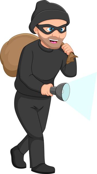 Thief cartoon on white background - Vector, Image
