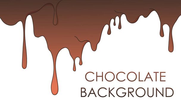 Vector background with melted chocolate isolated on white. Illustration of liquid chocolate cream. Chocolate streams. - Vector, afbeelding