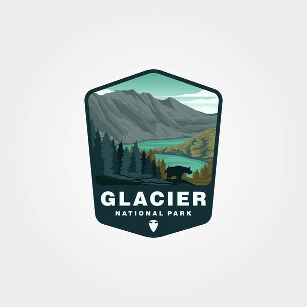 vector of glacier national park vector patch logo design - Вектор,изображение