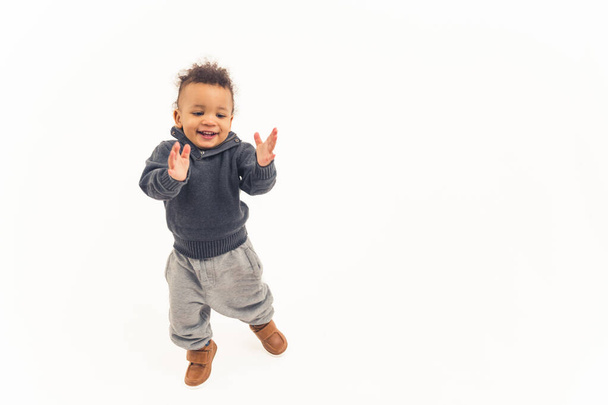 happy afro american boy enjoying the moment - isolated. High quality photo - 写真・画像