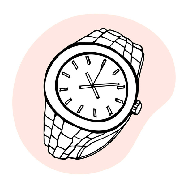 Contour drawing of men's watches. Clothes and accessories. Design for coloring book, illustration, vector - ベクター画像