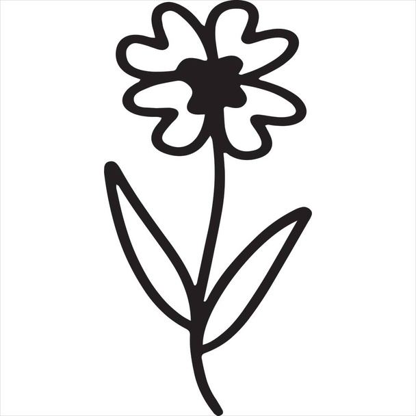 Vektor, Obrázek kvetoucího jasmínu ikona květiny, černá a bílá barva, transparentní pozadí - Vektor, obrázek