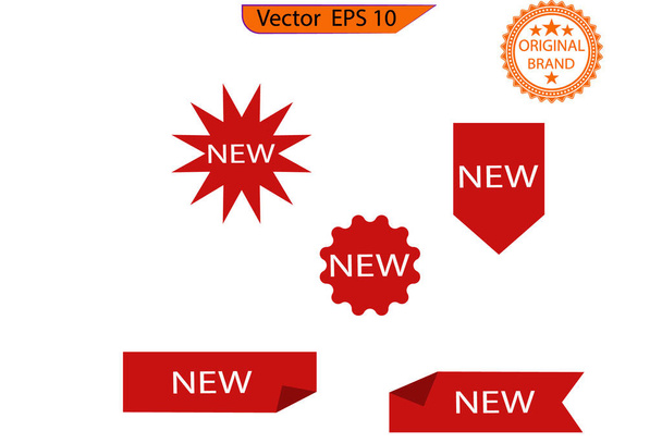 New note label, mark tag, sticker, corner and badge set. New tag ribbon and banner vector. New selling condition etiquette with promotion message to arrival advertise, - Vetor, Imagem