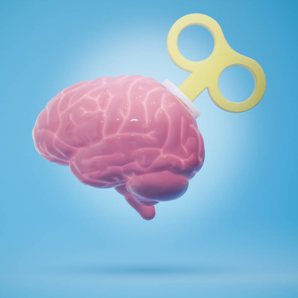 3D-рендеринг игрушечного мозга с помощью механизма намотки - Фото, изображение