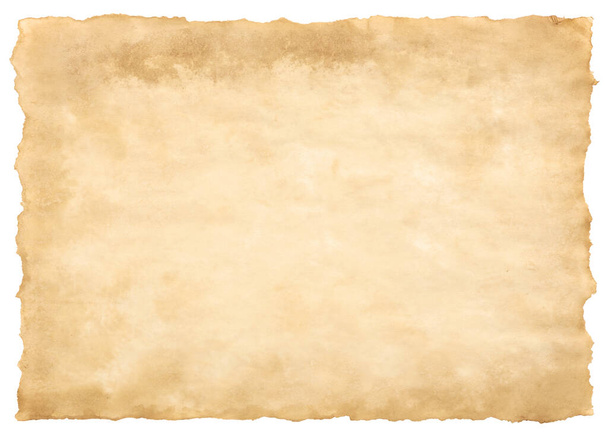 old parchment paper sheet vintage aged or texture isolated on white background. - Fotoğraf, Görsel