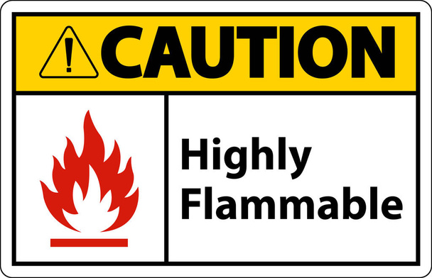 Caution Highly Flammable Sign On White Background - Vettoriali, immagini