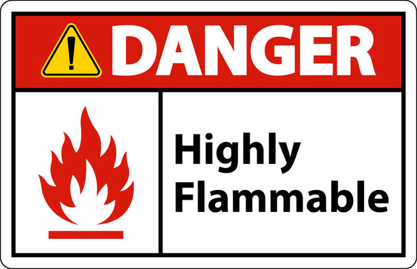 Caution Highly Flammable Sign On White Background - Vector, Image