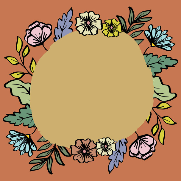Floral frame hand drawing illustration - Vettoriali, immagini