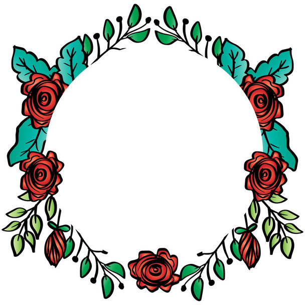 Floral frame with red roses flower - Вектор,изображение