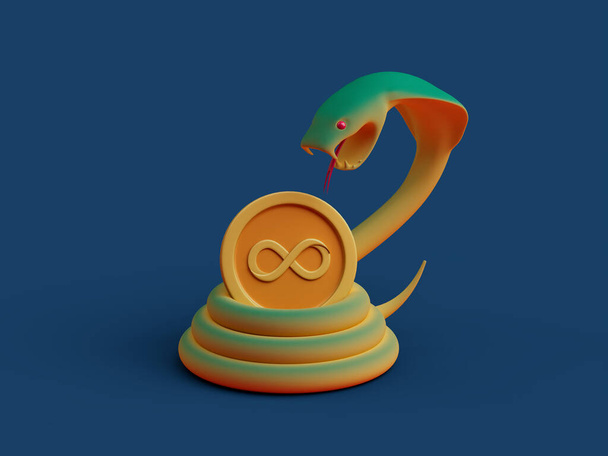 Internet Počítač Cena Nekonečno Had Snake Hiss Coil Guard Nebezpečí Strike 3D Ilustrace - Fotografie, Obrázek