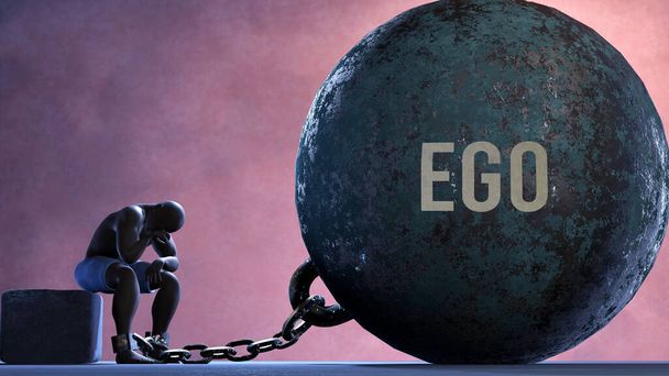 Ego that limits life and make suffer, imprisoning in painful condition. It is a burden that keeps a person enslaved in misery. - Zdjęcie, obraz