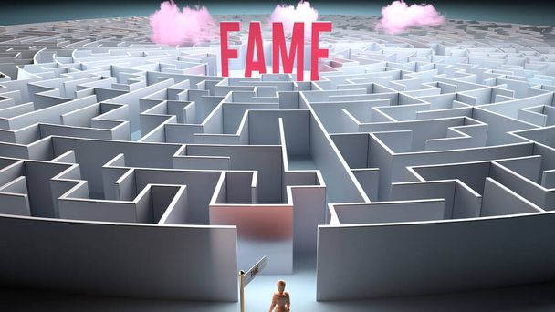 Fame and a challenging path that leads to it - confusion and frustration in seeking it, complicated journey to Fame - Foto, imagen