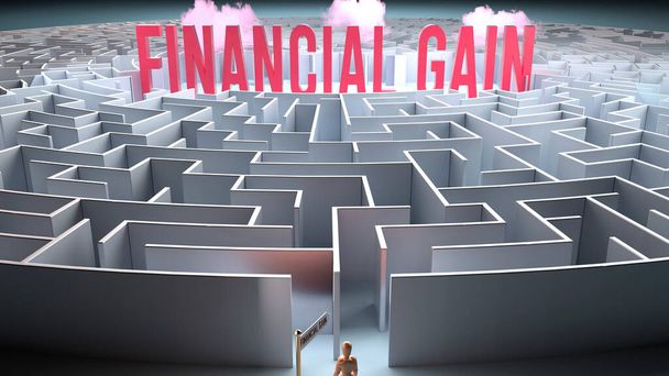 Financial gain and a challenging path that leads to it - confusion and frustration in seeking it, complicated journey to Financial gain - Foto, Imagem