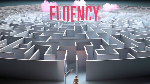 Fluency and a challenging path that leads to it - confusion and frustration in seeking it, complicated journey to Fluency - Фото, изображение