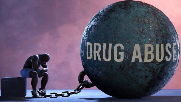 Drug abuse that limits life and make suffer, imprisoning in painful condition. It is a burden that keeps a person enslaved in misery. - Foto, imagen