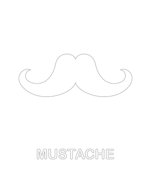 Mustache tracing worksheet for kids - Vetor, Imagem