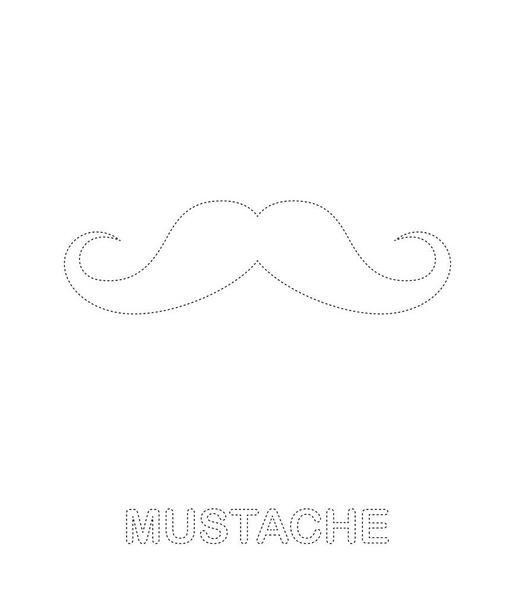 Mustache tracing worksheet for kids - Vetor, Imagem